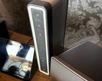 Google WiFi router and speaker