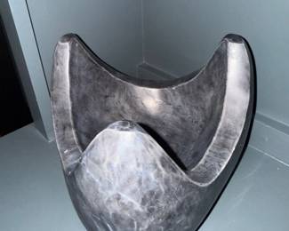 Gray marble crescent sculptural vessel