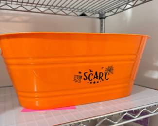 Orange Halloween metal bucket