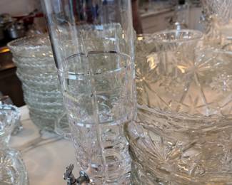 Cut glass tumblers and vases
