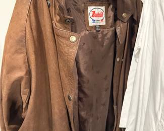 Brown leather bomber jacket