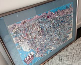 Framed dimensional Los Angeles map art