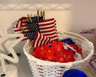 American flags and patriotic decor