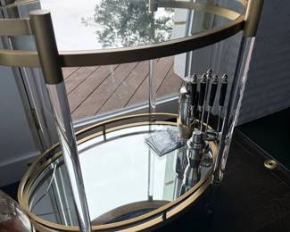 Chrome and glass round bar cart