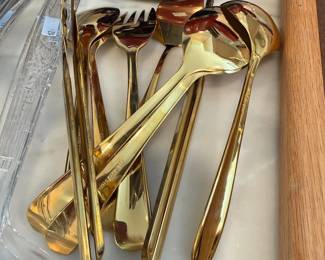 Gold flatware serving utensils