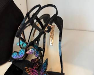 Iridescent butterfly wing evening sandals