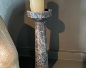 Marble candlestick with pillar candle