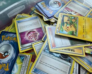 Tote of Pokemon cards, Pikachu, holos and EX cards