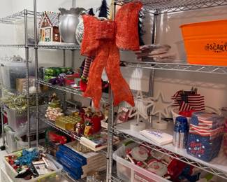 Holiday decorations and storage bins