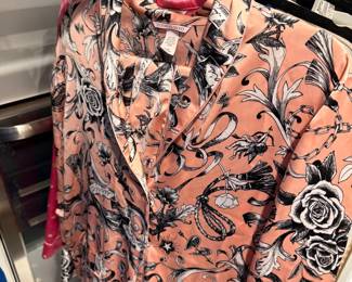Peach floral print blouse