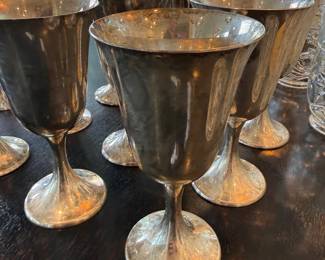 Silverplate wine goblets, set