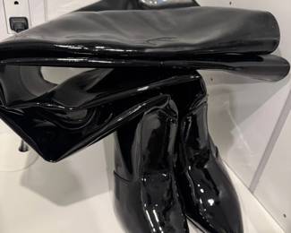 Black patent leather boots