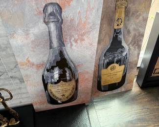 Champagne bottle art canvas