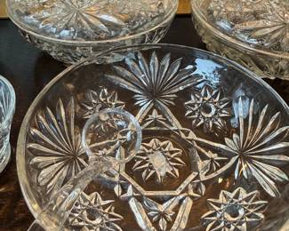 Cut glass bowls, starburst pattern