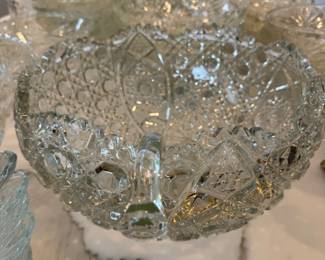 Antique cut glass bowl, hobstar pattern