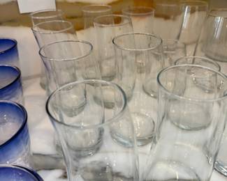 Blue rim drinking glasses