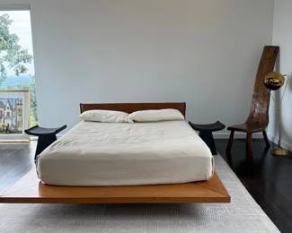 Modern walnut platform bed
