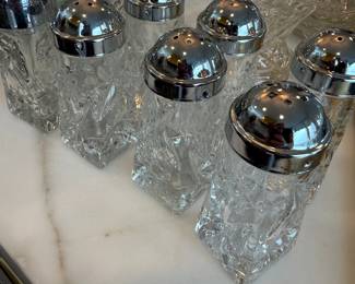 Cut glass salt and pepper shakers