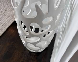 White pierced ceramic vessel