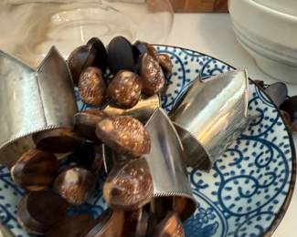 Silverplate nut bowl with picks and crackers