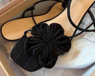 Loeffler Randall black satin flower sandals