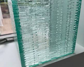 Stacked glass sculptural pedestal