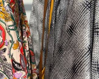 Printed silk blouses, snake and floral patterns