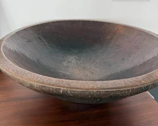 Primitive hand-hewn carved wood bowl