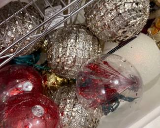 Silver and mercury glass Christmas ornaments