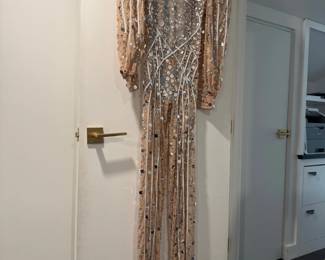 Rose gold sequined evening gown