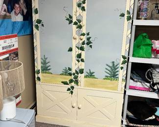 DOWNSTAIRS PAINTED ARMOIRE.
