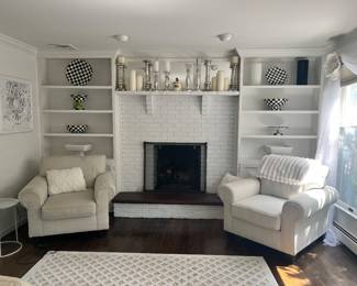 PAIR OF MADE IN NORTH CAROLINA UPHOLSTERED ARMCHAIRS. AVAILABLE FOR PRE-SALE.