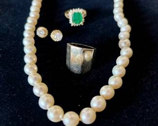 Emerald Ring, Diamond Earrings, & More