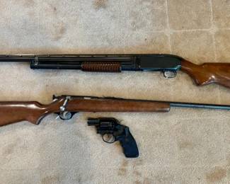 Winchester Model 12 16 Ga. Pump, Sears Single Shot .22, & .38 SPL