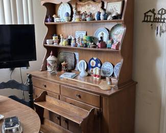 Ethan Allen Farmhouse Hutch with matching wall-mount shelves