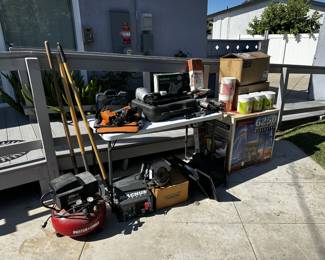 Tools - air compressor, nail gun, generator (never used), solar inverter, freeze-dried emergency food