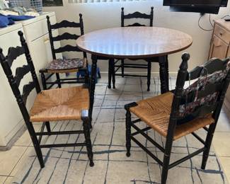 Ladder Back Vintage Chairs with 42" round table (comes with 8 3/4" leaf)