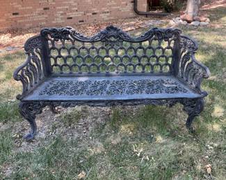 Cast aluminum garden bench