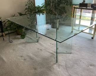 MCM "Pace Collection" glass dining room table