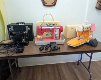 Singer Featherweight, 1970s Brother Festival 431 and Brother Shangri-La Sewing Machines