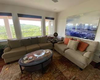 Couch and Loveseat, Rug and Vintage board games