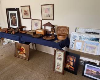 Wood decorative pieces and orginal artwork by Don Claubaugh