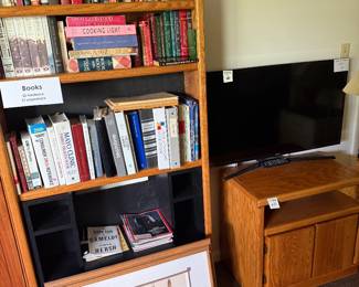 Books, shelf, TV, TV stand