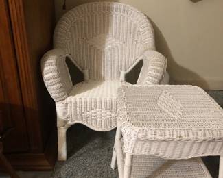 Antique wicker chair & table