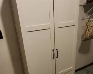 Tall White Storage Cabinet with Adjustable Shelving