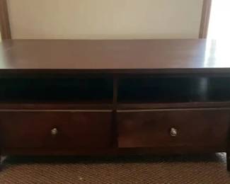Dark Wood TV Stand with Storage Drawers