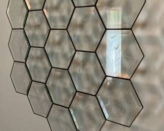 Large Etched Glass Honeycomb Suncatcher with Hummingbird Design