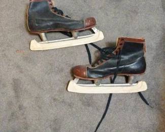 Vintage Leather Figure Ice Skates Pair