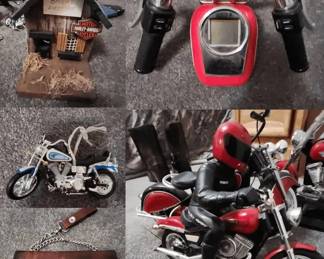 HarleyDavidson Collectibles Lot Model Motorcycles, Birdhouse Wallet