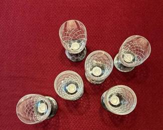 MELODY NEED TO UPLOAD THE REST OF THE PICS Set of 6 Cut Crystal Juice Glasses with SilverTone Bases